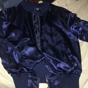 Blue bomber jacket